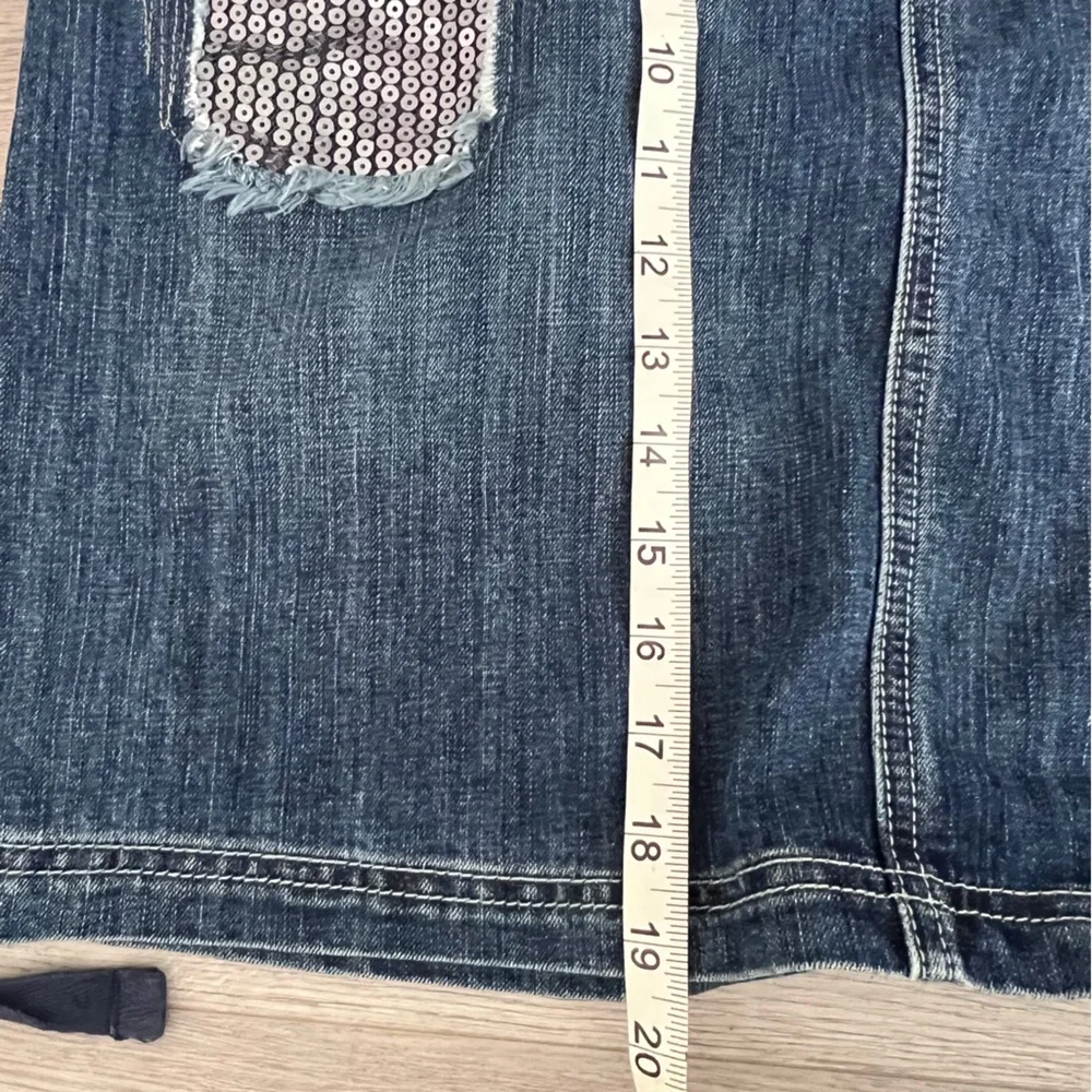 Christiana Zinn Denim Blue Sequin Pencil Skirt Knee-Length Casual, Size 8